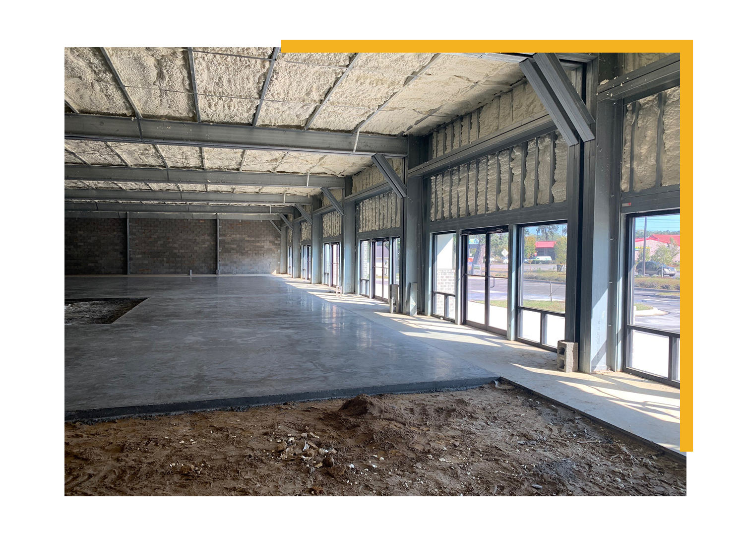 Interior of a quick steel retail building