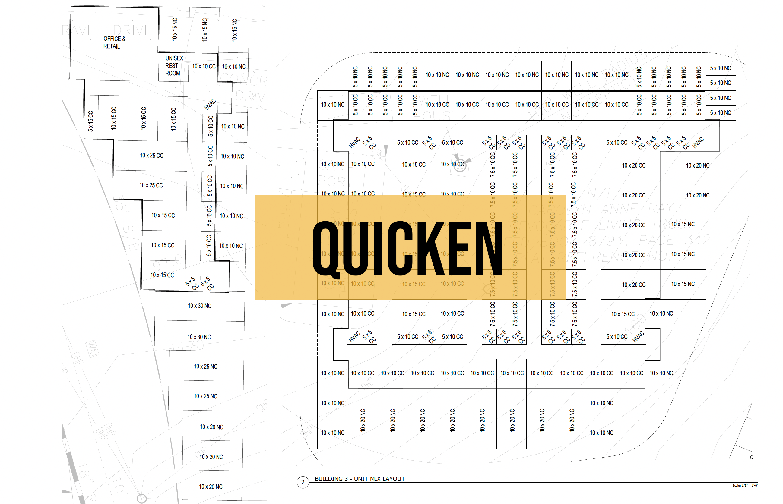 Quicken Blueprint Mixed Sizes and unique layout of metal self-storage